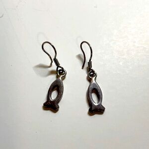 Sterling Silver Fish Ichthys Symbol Earrings